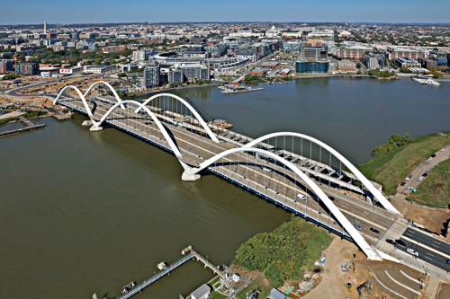 Aerial view of Frederick Douglass Memorial Bridge in Washington, USA