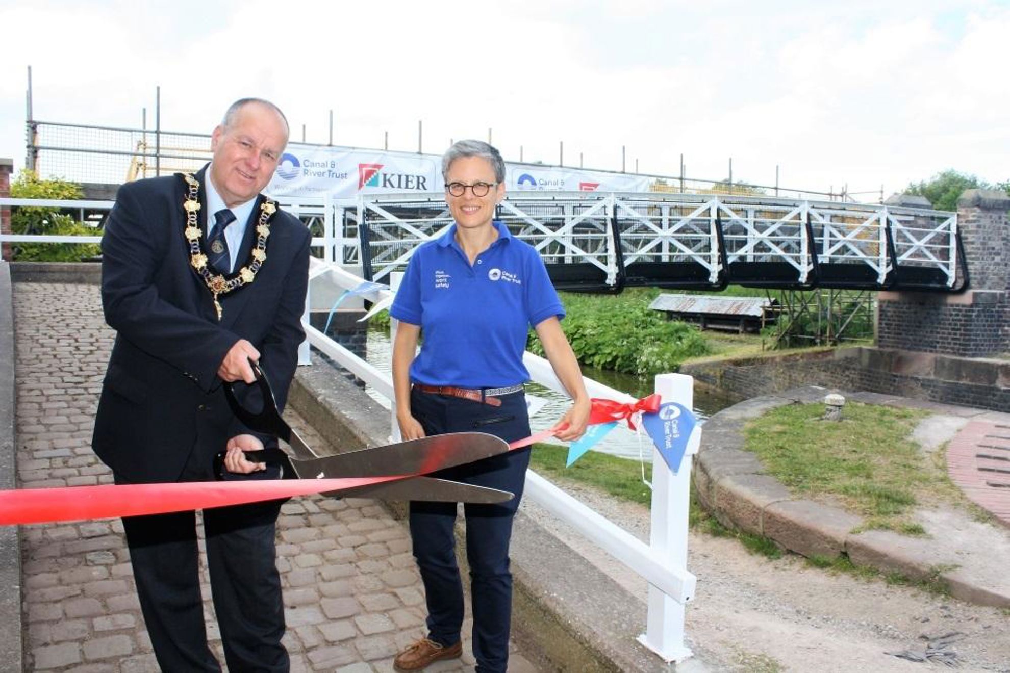 Opening the newly restored historic Big Lock footbridge over the Trent and Mersey Canal